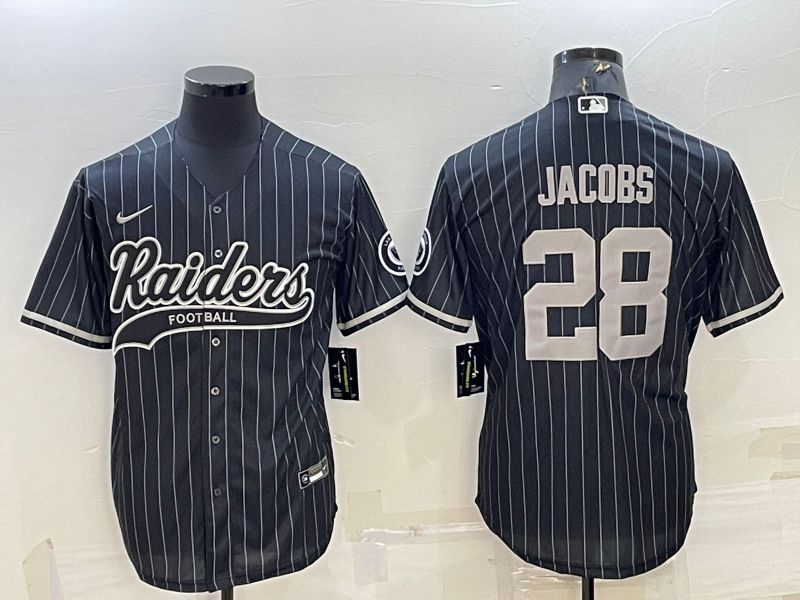 Men Oakland Raiders #28 Jacobs Black stripe 2022 Nike Co branded NFL Jerseys